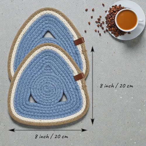 Image of SereneHomes Triangular Trivets for Hot Pots - Dining Table Accessories | Heat Resistant Pads & Kitchen Slab Mats | Set of 3 Fancy Kitchen Coaster (Blue. 20 cm)