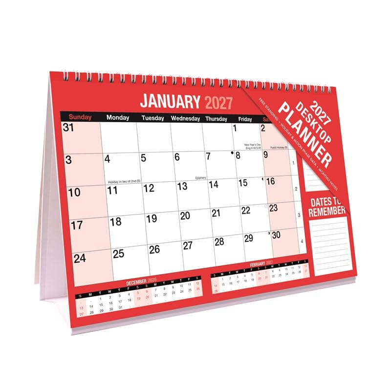 2027 LARGE STAND UP DESK TOP MONTH TO VIEW PLANNER QUALITY CALENDER PLANNER