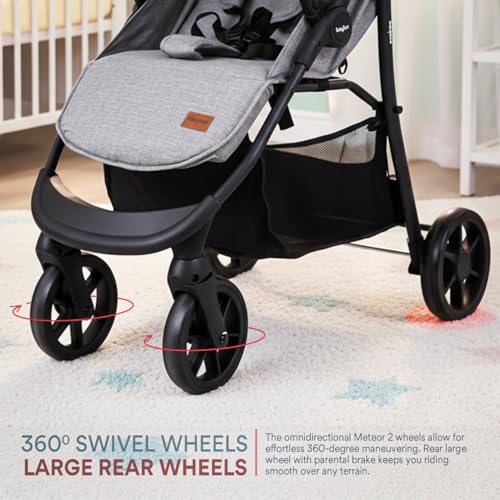Image of BAYBEE Baby Stroller for 0 to 3 Years Foldable Travel Pram, Multifunctional Toddler Seat & Infant Pramette with 360 Wheels, Canopy, Recline Seat, 5 Point Safety Harness & Storage Basket (Silver)