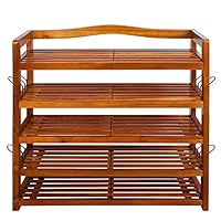 CASARIA® 5-Tier Shoe Rack | Up to 200kg | 5 Shelves | Acacia Wood | Rustic Design | Hallway, Bathroom, Kitchen Boot Footwear Shelving Unit | Shoe Storage | Storage Shoe Cabinet | Brown | 95x26x82cm