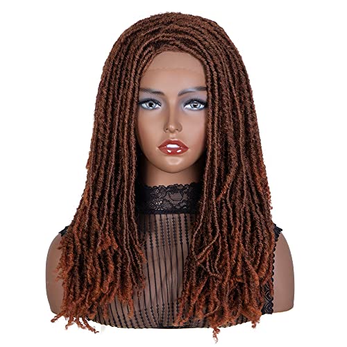 FASHION IDOL Lace Front Faux Locs Wigs for Black Women 22  Synthetic Dreadlock Wig Natural Wavy Faux Locs Wig Natural Black