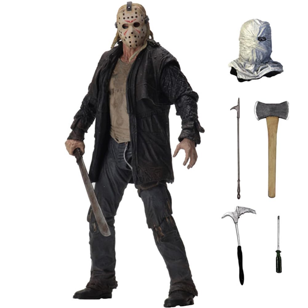 Jason Voorhees Action Figure Anime Figurine 18cm Movable Joints Standing Pose Model with Mask PVC Statue Collectible Home Decor Gifts