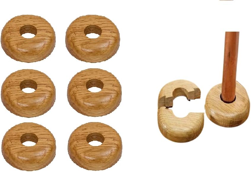 BeCreative Oak Colour Wooden Radiator Pipe Collars 15mm Easy Split
