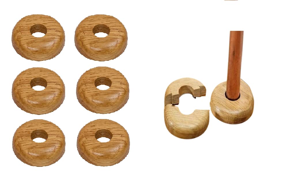 Be-Creative Oak Colour Wooden Radiator Pipe Collars 15mm Easy Split - Real Wood Radiator Pipe Covers (10)