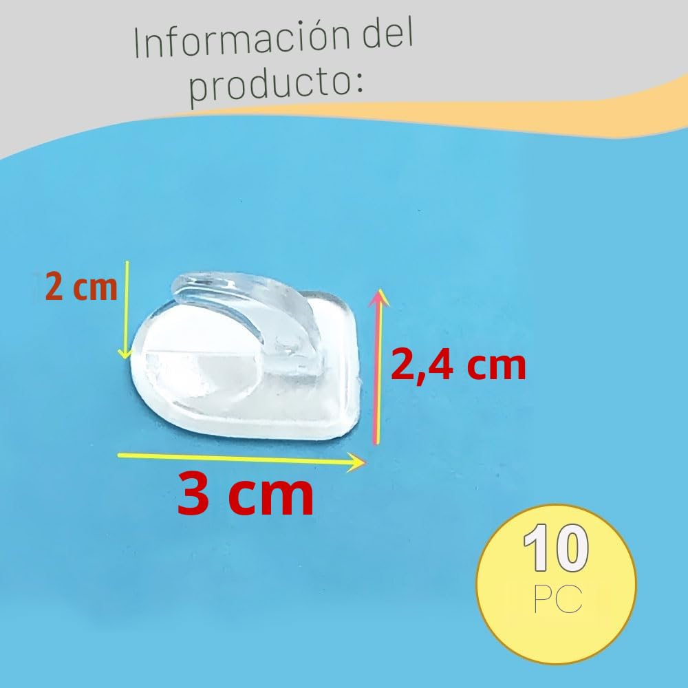 Sufune 10 Ganchos de Pared Adhesivos Transparentes para Colgar Ganchos sin Costura Reutilizables Transparentes Colgadores Adhesivos Pequeños de con Pegatinas sin Marcas para Cocina