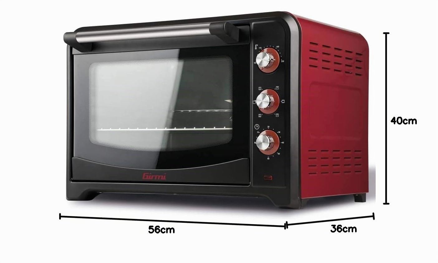 Girmi FE42 Four Électrique Ventilé, 2000W, 42 Litre, Rouge/Noir