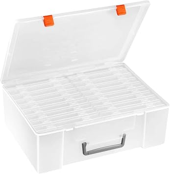 Photo Storage Box, Extra Large Photo Case with 18 Inner Photo Keeper, 4" x 6" Clear Photo Boxes Storage with Lid, Pictures Craft Storage Box, Plastic Organizer Box for Photos Stickers Stamps Seeds