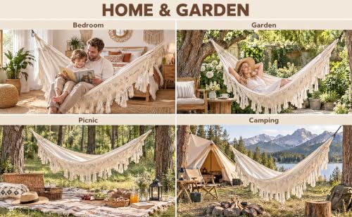 Outdoor Hammock Patio Hammock Beach Vacation Camping Climbing Traveling Hiking Picnic Outdoor Recreation Suitable for 2 Adults with a Maximum Load of 400lbs - image 6