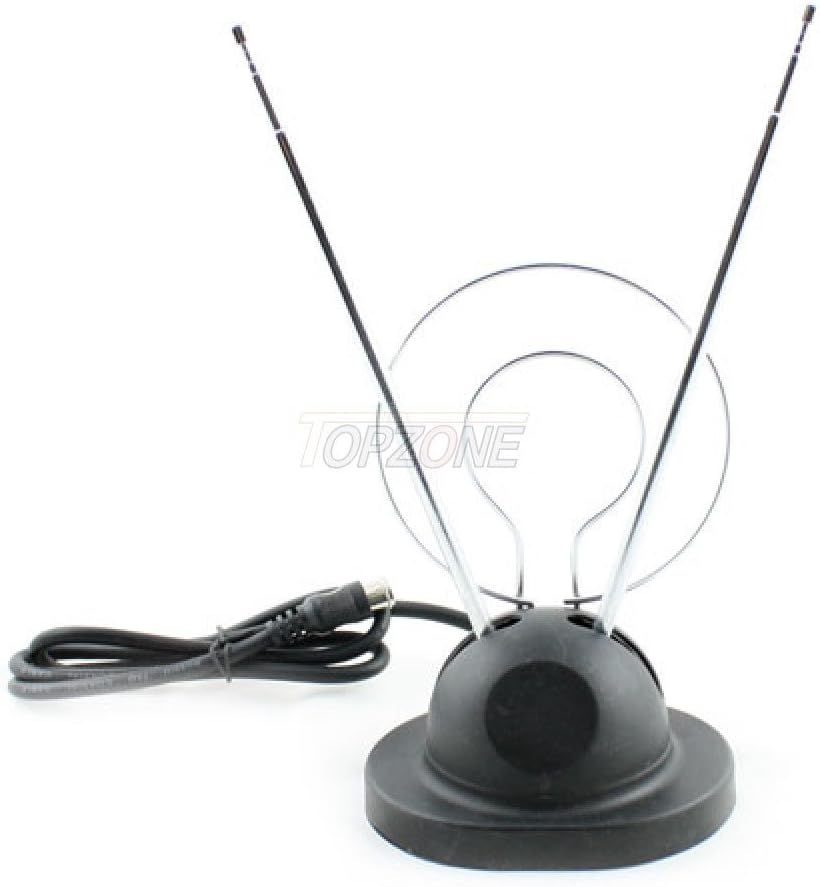Topzone 3 FT Universal Rabbit Ear UHF/VHF Color Antenna with Push-on Connectors.