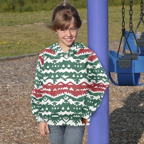 Kids Hoodies Sweaters Christmas Xmas Trees Hooded Sweatshirts with Big Pockets for Boys Girls B04003103