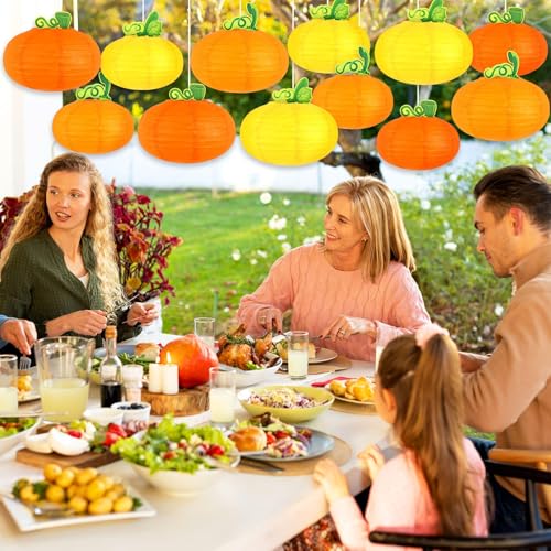 Lanterne en papier citrouille 3D DECYOOL lot de 12 suspensions pour fête - 6