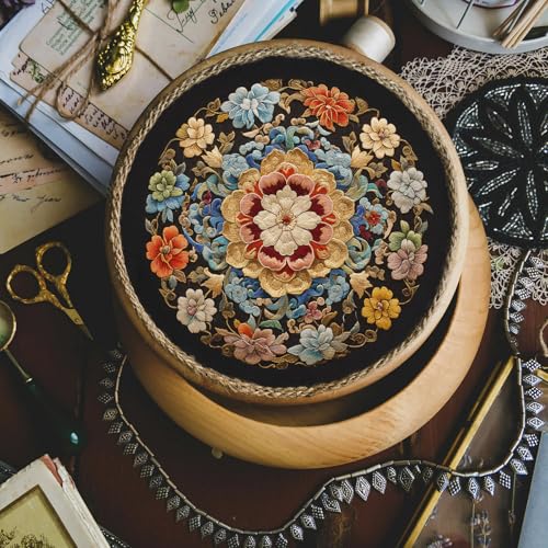 Image of FONNUY Floral Embroidery Kit, Cross Stitch Kits for Beginners, Handmade Crafts with Printed Patterns for Beginner Adults, Easy to Follow Color Thread Needlework, 8'' Hoop (Wildfire of Blossoms)