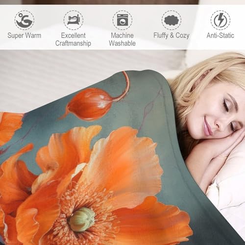 Manta suave para sofa y cama con estampado de flores decorativa 6