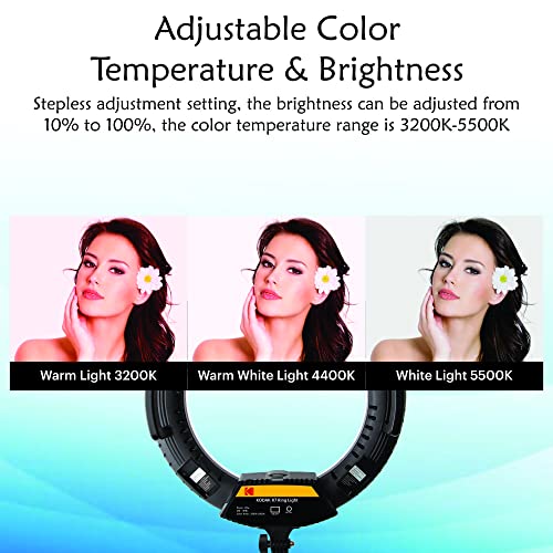 KODAK R7 20 Ring Light with Flexible Smartphone Holder, DSLR Camera Holder, Double Side Mirror, Wire amazinggiftidea-com