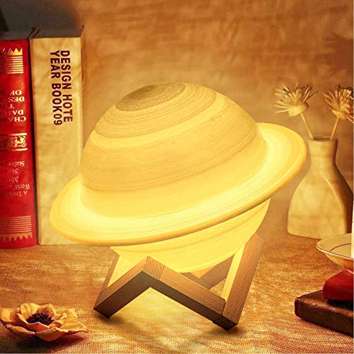 Saturn Lamp 3D Print 10cm with Stand & Remote - 6 Colors can Flash or Fade or Strobe