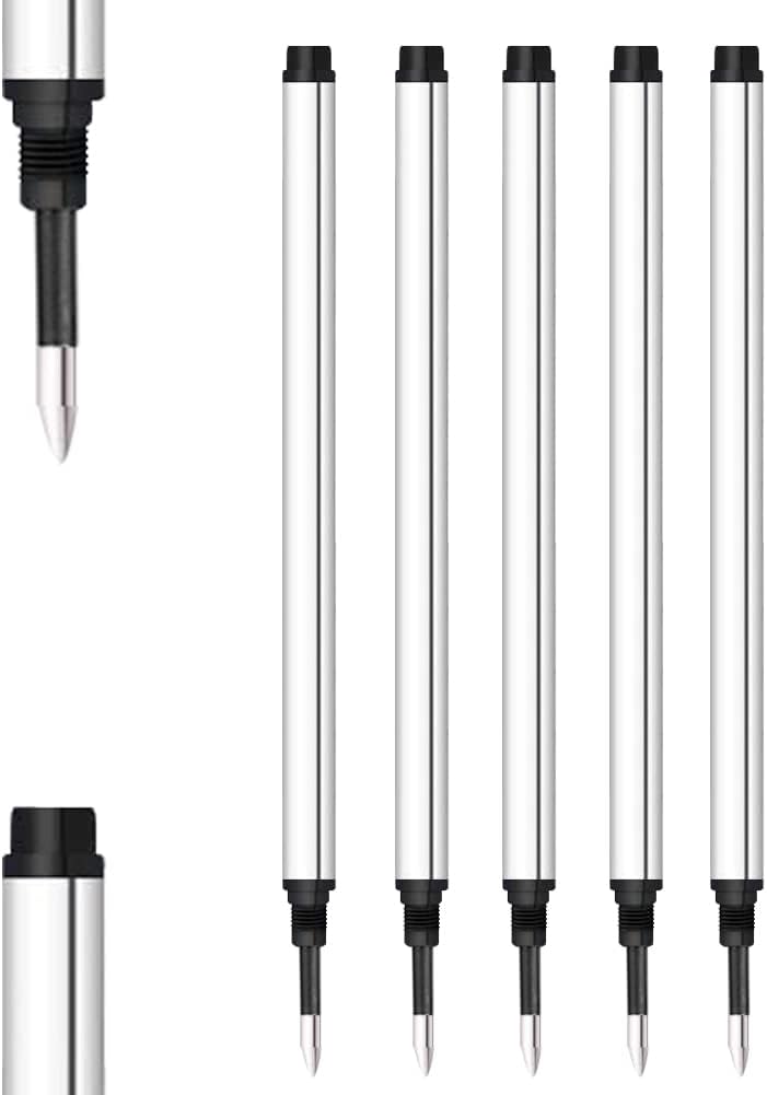 DunBong Spiral Refill, Replaceable Gel Ink Rollerball Refills 5 Pack, 0.5mm Medium Point, Threaded Rolling Ball Refills (Red)