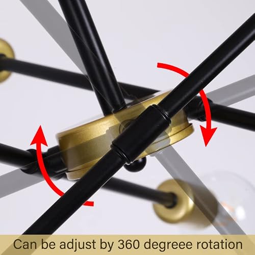 Kadomm Modern Sputnik Chandeliers, Brushed Nickel Chandelier Semi Flush Mount Ceiling Light Fixture 6 Lights Hanging Lamp E27 Base For Dining Room Bedroom Living Room Kitchen Foyer Hallway #TOP3