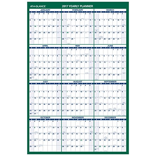 AT-A-GLANCE Wall Calendar 2017, Erasable, Reversible for Notes and Planning Space, 24 x 36
