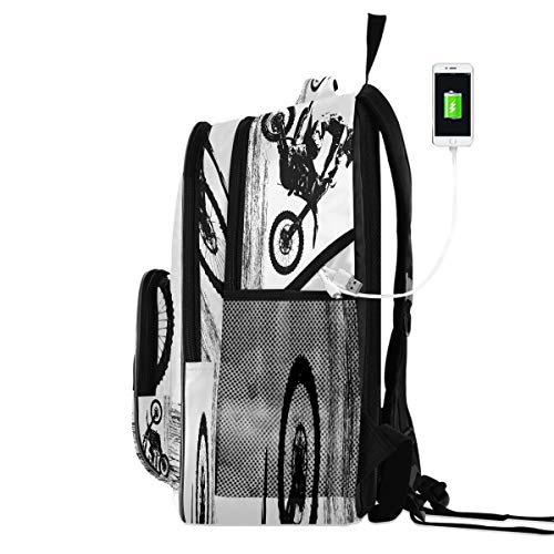 Motocross Rider Printing Computer Backpack - Lightweight School Bag for Men Women Boys Girls Teens2