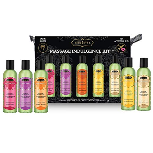 Kama Sutra Massage Indulgence Kit Five Travel-Sized Massage Oils in Zippered Case