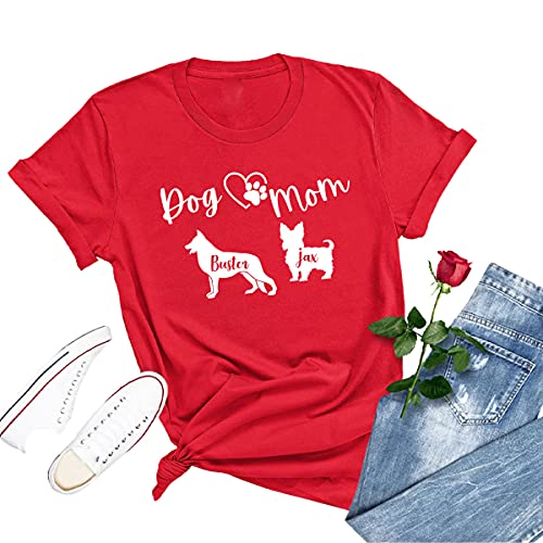 Fastdeliverytees Dogs Mom T Shirt - Puppy Mom T Shirt, Fur Mamas Tshirt, Mothers Day Shirt, Dog Mama Shirt, Cute Two Dogs Mother Tee, Animal Lover T-Shirt, Pet Owner Shirt #TOP4