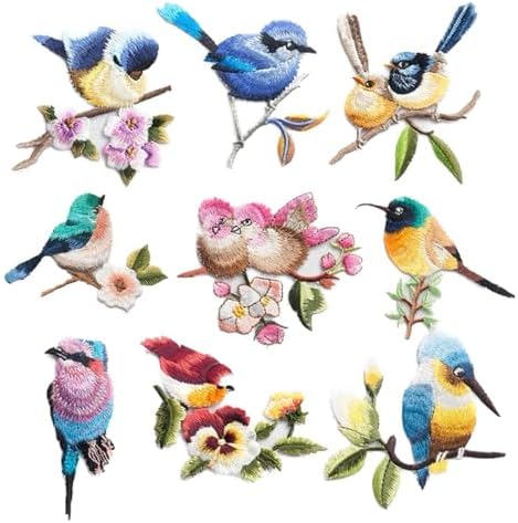 9 Pieces Cute Birds Patch Appliques, Sew on Iron on Birds Embroidery Patches for Jacket Backpack Jeans Clothes DIY Patches
