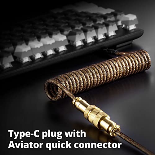 GunMjo Starlight Coiled USB C Cable for Gaming Keyboard, DoubleSleeved