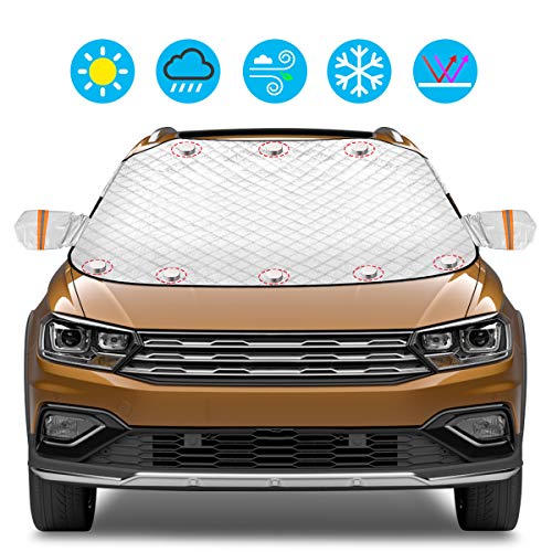 DIZA100 フロントカバー フロントガラス凍結防止シート 車用凍結防止カバー 車種汎用 車サンシェード 車フロントガラスカバー カーシェード 防水 雪対策 四季適用