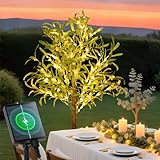 Aigostar Árbol de Olivo Artificial con Luces LED Solares 120 cm, 150 LED, 8 Modos, IP65 Impermeable, Ideal para Decoración de Jardín, Terraza, Navidad y Eventos (Color Blanco Cálido 2700K)