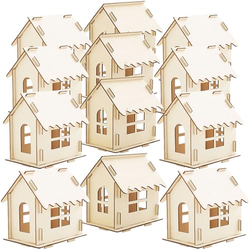 Fun Express DIY Wood Gingerbread House Kit - Premium Christmas Crafts for Kids Holiday Decoration Project | 6 x 4.25 x 6 Wooden Village Building Set for Creative Family Activities