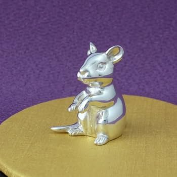 宝珠子置物　金属製ネズミの置物 木箱付き 約14cm 宝珠子置物 金属製ネズミの置物 木箱付き 約14cm