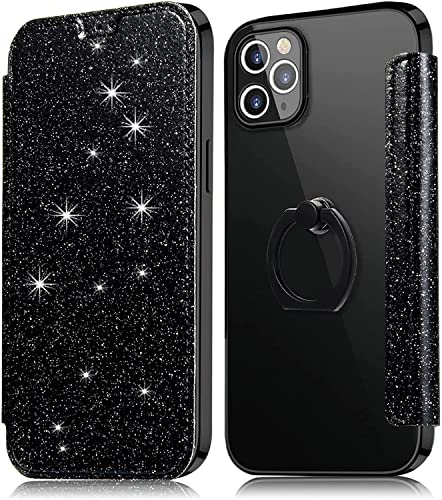 Étui portefeuille iPhone 13 Pro Max mince clapet cuir PU fente carte noir