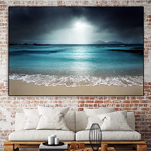 Affiche Plage Ciel Tempête - Tableau Toile Paysage 60x80cm - 3