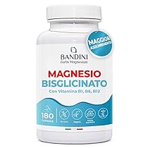 Bandini® Magnesio Bisglicinato 180 Capsule (2 mesi), 350 mg di Glicinato, Chelato per dose arricchito di Vitamina B1, B6, B12 Anti stress e fatica, Integratore per Sistema Nervoso, 100% Vegan