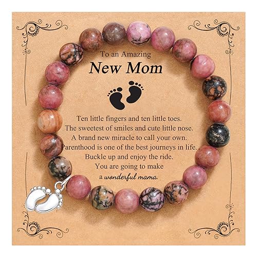 QWNHONEY Gifts for Mom New Mom Natural Stone Bracelets Meaningful ...