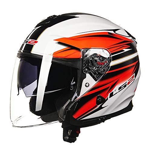 Berrd Casco de Moto Scooter Abierto Blanco-Rojo XXL