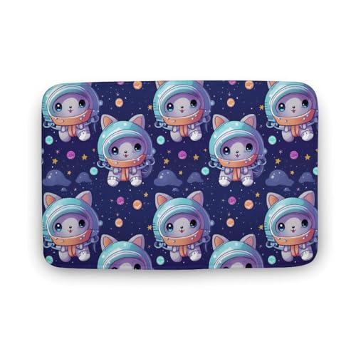 Animal Cat Universe Space Planet Coral Velvet Rugs Non-Slip Bathroom Rugs Soft Kitchen Rug Floor Carpet for Home Decor 19.7