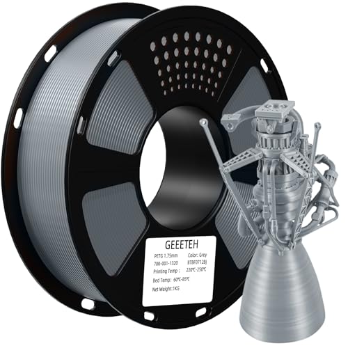 Image of Geeetech PETG Filament 1.75mm, 1 KG (2.2lbs) Spool 3D Printer Filament, High-Toughness, ±0.02mm Accuracy, Neatly Wound & Moistureproof, Non-Clogging Non-Stringing, Fits Most FDM Printers, Gray