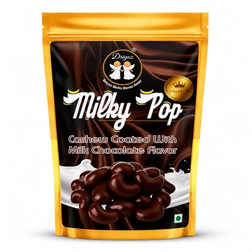 Image of DRIYOZ Milky Pop Chocolate Coated Cashews 250g | Crunchy Roasted Kaju Nuts with Smooth Milk Chocolate Flavour Coating | Premium Sweet Dry Fruit Snack for Gifting, Parties, Travel & Daily Cravings