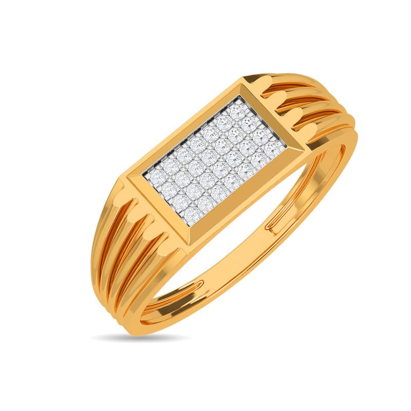 Image of KISNA 14k / 18k Real Gold & Diamond Ring | Diwali, Rakhi Rakshabandhan Gift for Brother, Husband | With Certificate of Authenticity & BIS-Hallmarked Gold Jewellery | Gold Diamond Ring For Him