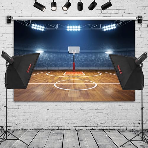 Fondo de fotografía escena cancha de baloncesto 72x43 pulg miniatura 2