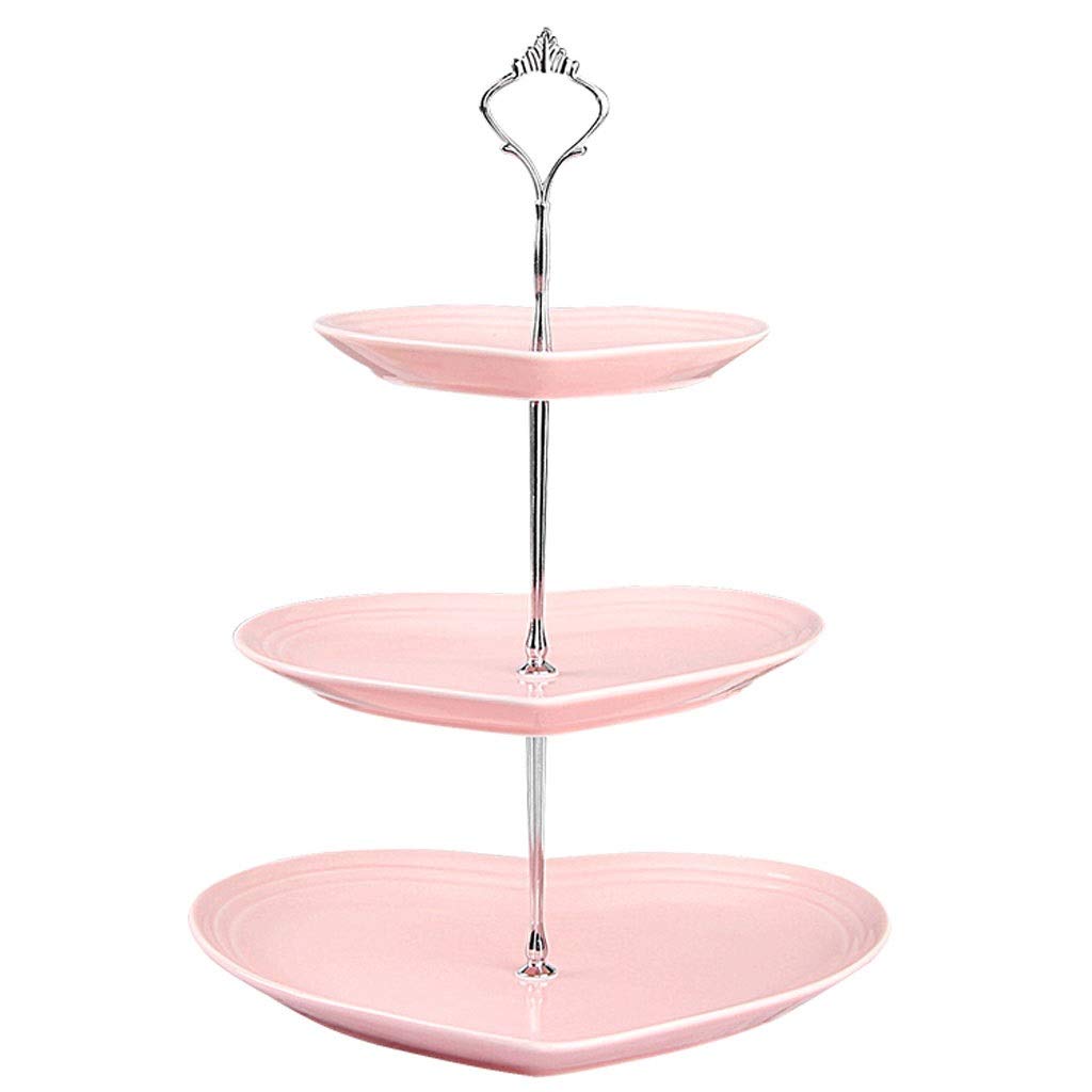 JFGCTYHXY Cake stands, European Ceramic Three-layer Creative Fruit Plate Candy Biscuit Dessert Stand Cake Tray