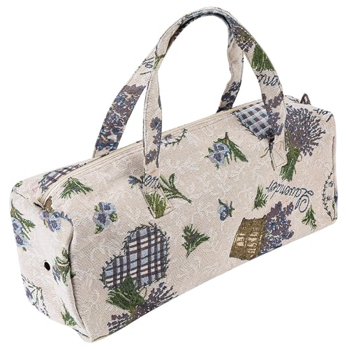 Image of Oumefar Household Fabric Bag Crafts Knitting Needles Storage Sewing Accessories Needles Organizer Bag Make up Bag Knitting Bags And Totes for Organization Storage(Purple flower) Cosmeticcase