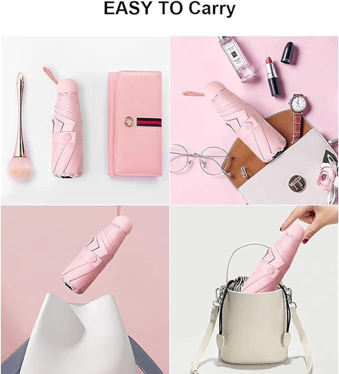 Image of SNKR ESSENTIALS HEMOVIA Mini Umbrella with Case for Men & Women (Manual Open) Compact Travelling Umbrella, Polyester & UV Protection Fabric for Summer Use in Rain & Summer- 6 Frame