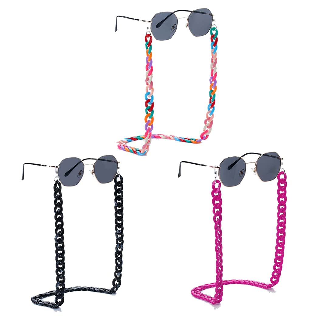 LIPIODOL 3 piezas Acrílico Cadenas de Gafas Antideslizante Portagafas Soporte de Cuerda Twist Link Gafas Cadena de Collares Retenedor de Gafas Para Mujeres y Hombres