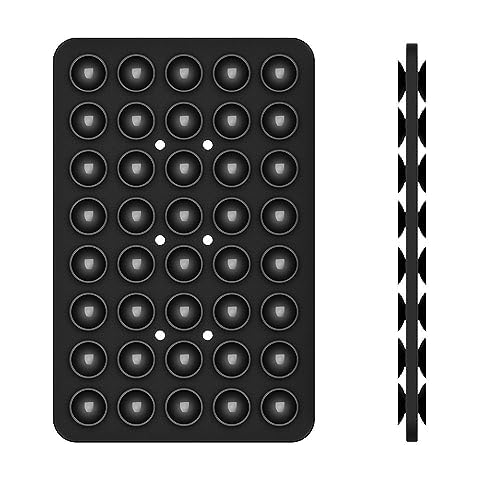OSKE Double-Faced Silicone Suction Phone Case Holder Mount, Silicon Adhesive Phone Accessory for iPhone and Android, Hands-Free Fidget Toy Mirror Shower Phone Holder, Tiktok Videos (Black) Cover