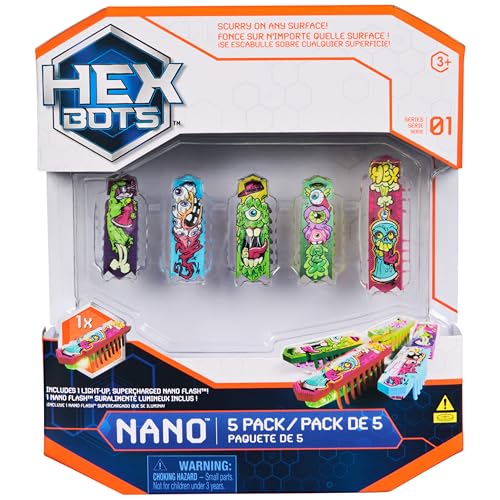 HEX BOTS Nano 5 Pack, 4 Mini Bots with Bonus Flash Bot, Sensory Toy for Kids & Cats, Vibration Technology, Mini Robot Toy for Kids 3 & Up by HEX BOTS - Image 7