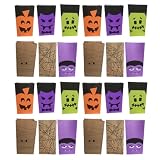 JEWEDECO Bolsas y Fantasma, Resistentes y Decorativas Vampiro 24 de Papel Kraft de Halloween Diseños de Calabaza para Dulces para Fiestas Infantiles