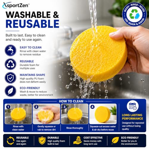 Image of Foam Applicator Pads for Car & Bike - Soft Microfiber Wax Polish Sponge, Scratch-Free Detailing Pad for Car Interior & Exterior, Tyre Dressing, Dashboard Polish (6, Yellow)