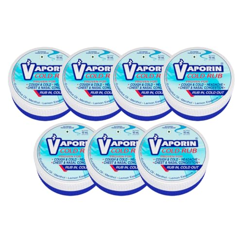 Image of Vaporin Cold Rub 10mL (Pack of 7) | Strong Relief for Cough, Cold, Nasal Congestion, Headache, Runny Nose, Chest Tightness, and Flu Symptoms